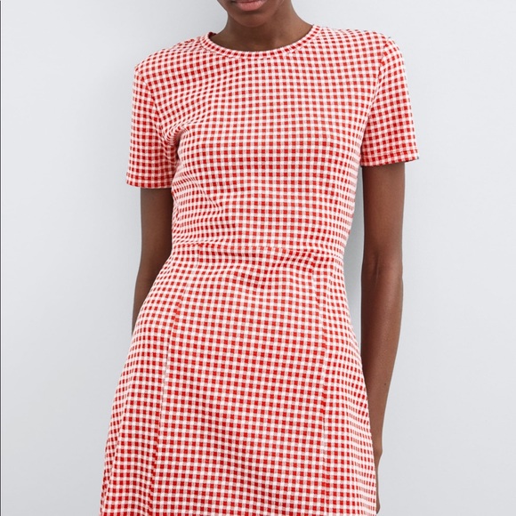 NWT Zara Plaid Red White Size Medium - Picture 2 of 8